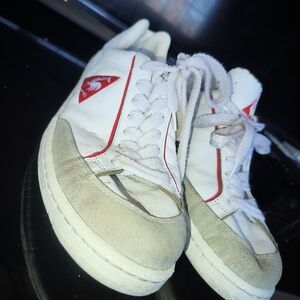 Le Coq Sportif White and Red Sneakers